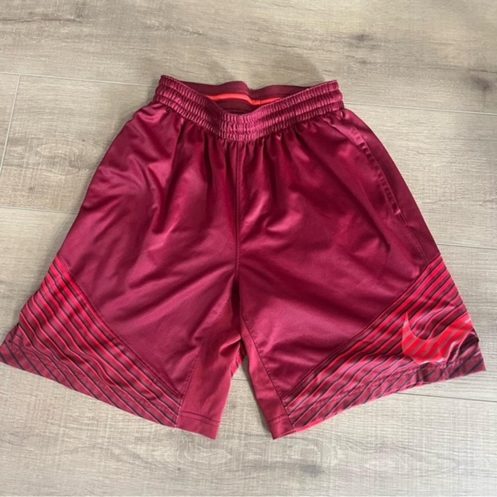 Nike Elite Shorts Men Large Red Black Dri-Fit Basketball Elastic Waist Swoosh